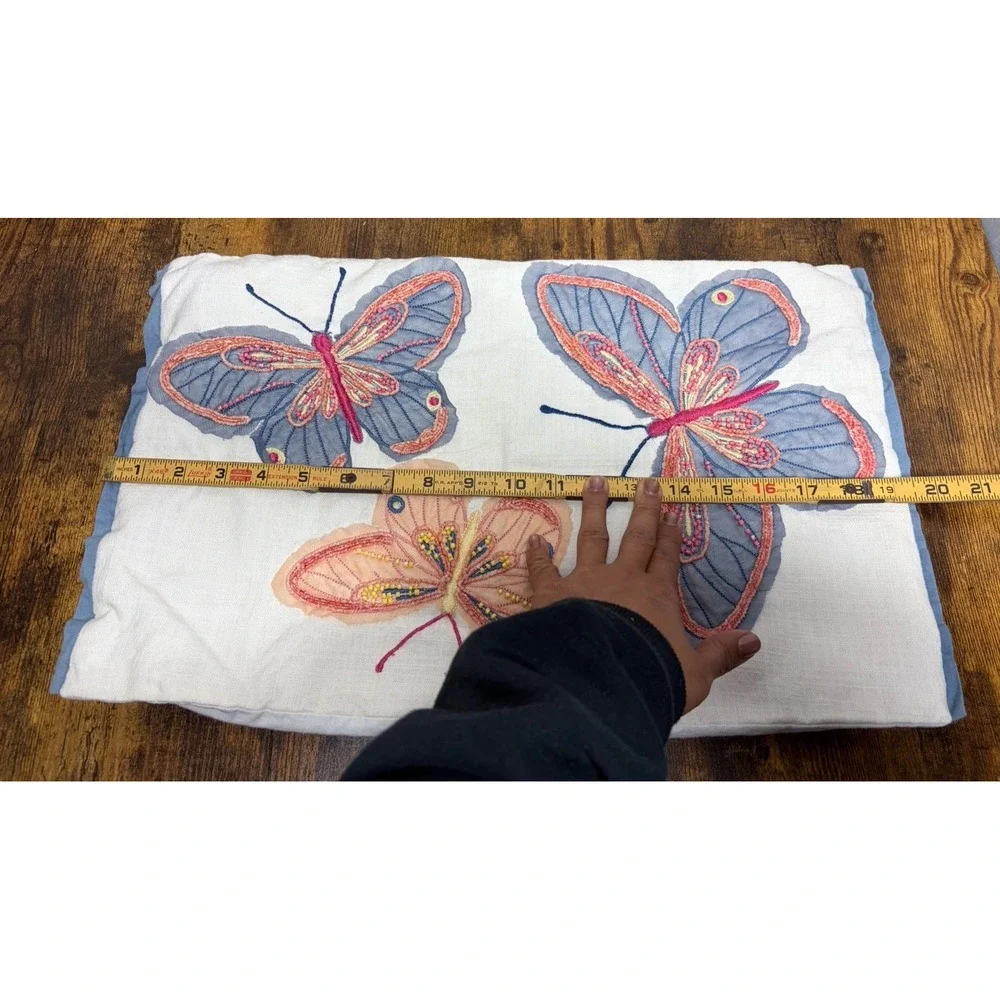 Pier 1 Embroidered Beaded Butterfly Pillow Cover Boho Decor Boho Fairy Whimsical